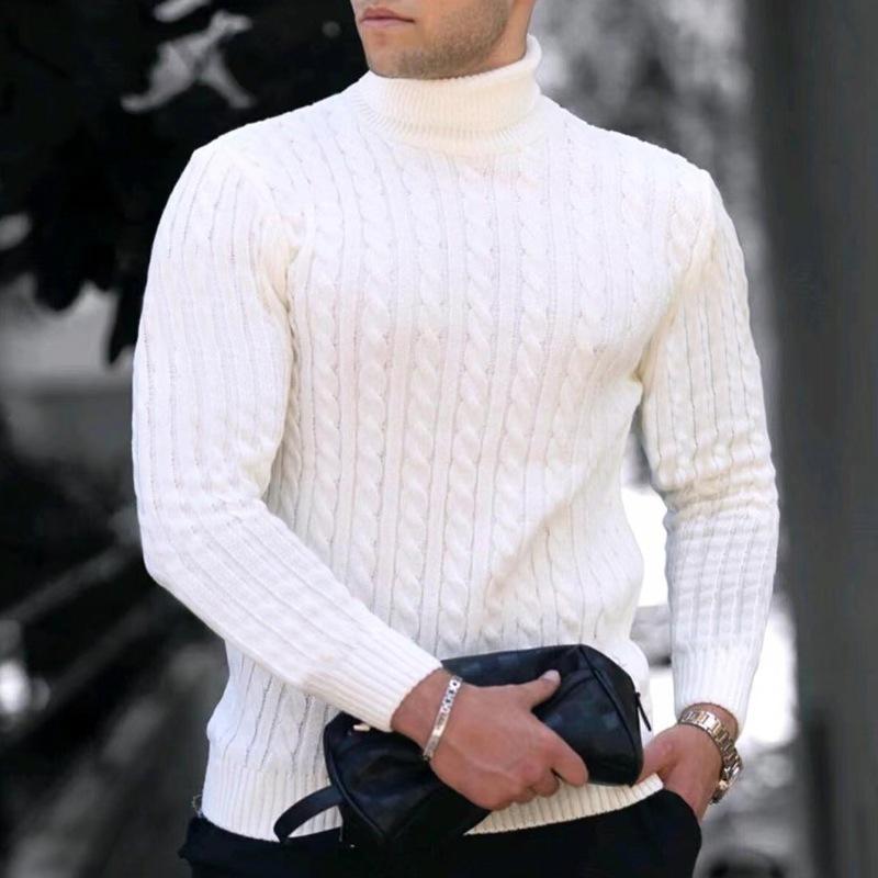 Men S Turtleneck Cable Knit Slim Fit Winter Warm Sweater M