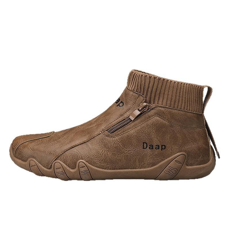 Men's Shoes High-end Winter New Velvet Thickened Snow Shoes Leather Shoes High-top Waterproof Soft-soled Martin Boots