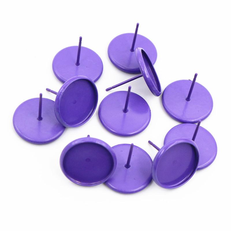 8/10/12mm 20pcs/lots 21Colors Plated Earring Studs,Earrings Blank/Base,Fit 8mm Glass Cabochons,earring setting;Earring Bezels