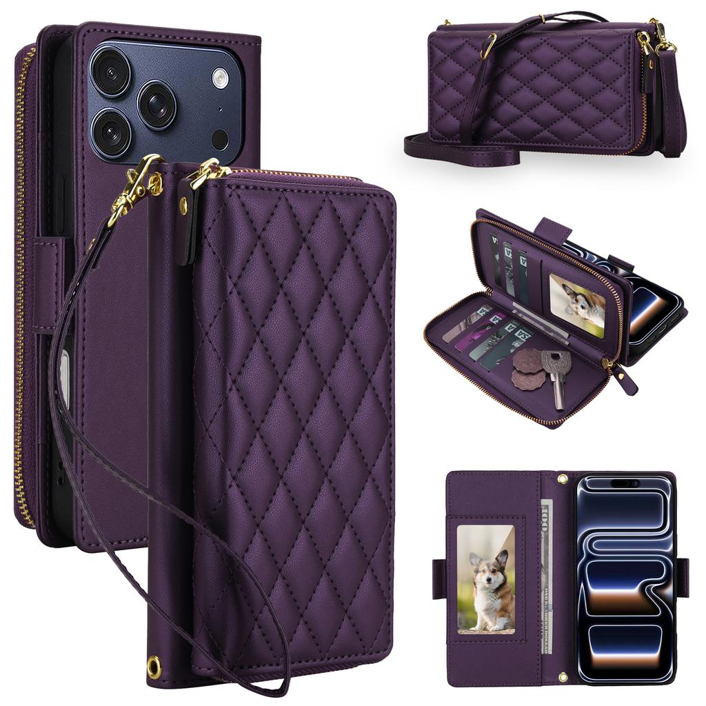 Luxury Crossbody Wallet Leather Cards Holder Case for IPhone 18 Pro Max 17 16 15 14 13 12 11 Shockproof Stand Bag Pocket Cover