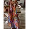 Women's Midi Dress Sundress A Line Dress Vacation Casual Boho Beach Going Out Standard Fit Floral Graphic Short Sleeve V Neck Summer Spring