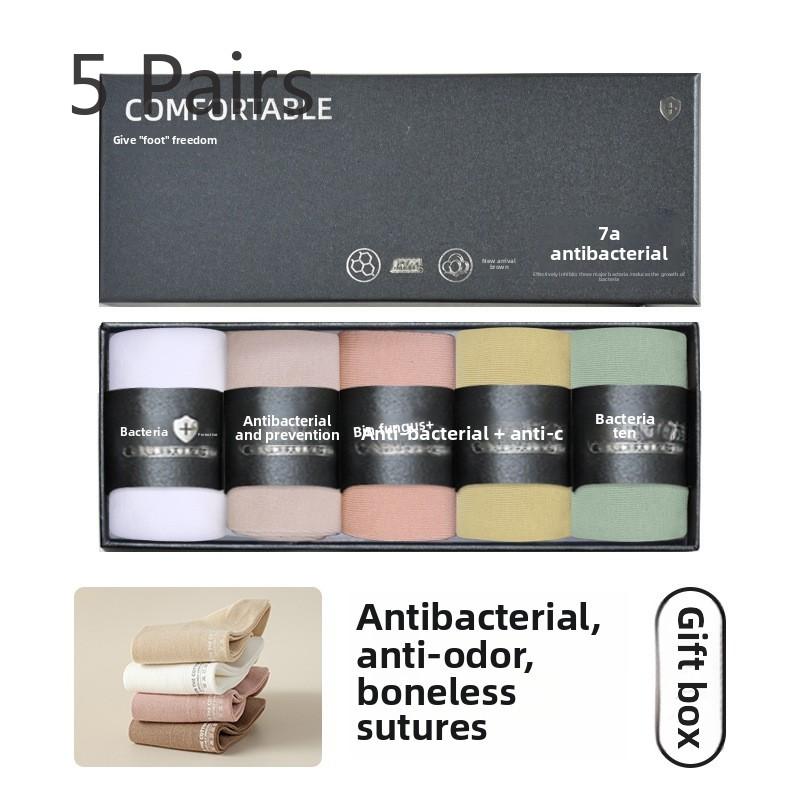 

5 Pairs of Women s Spring and Autumn Pure Cotton Anti Bacterial Deodorant Gift Box Medium Tube Socks 5 Pairs