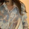 Frühling und Sommer Damen Shirt Blumenhemd Design Sense Vintage Loose Top Vielseitiges kleines Chiffonhemd