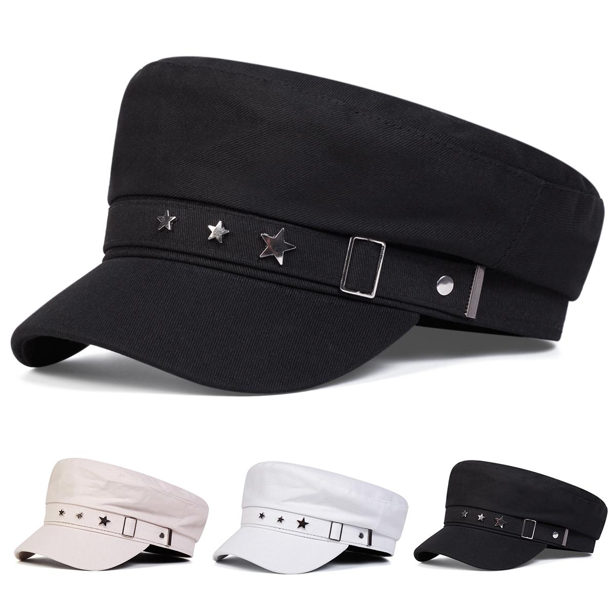 Yto Household Items Women's Black Star Hat Spring And Autumn Winter British Vintage Fashion Latest Sea Military Style Korean Style Caps Mother Hats Beret