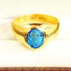 Blue Topaz Oval Cut With 925 Sterling Silver Gold Plated Ring For Men's #A887 JL375669038504