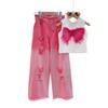 Abbigliamento Estivo per Bambine Set Due Pezzi Jeans Perforati Senza Maniche per Bambini Ragazza Media Moda Estiva