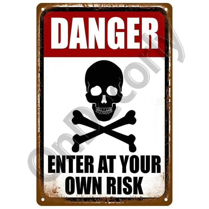 Retro Dangerous Tin Sign Home Wall Decoration Used For Bar Painting Retro Warning Metal Sign Plaque Cafe Club Man Cave Pubs Art Poster