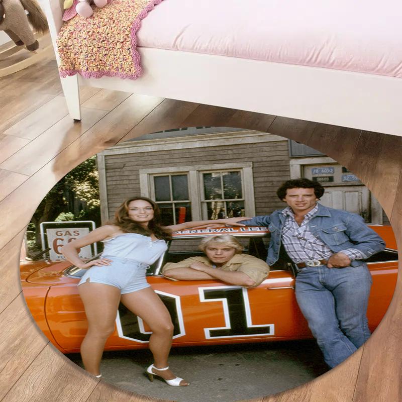 Dukes Of Hazzard Runder Teppich, Teppich für Wohnzimmer Schlafzimmer Sofa Spielzimmer Dekor, Rutschfeste Bodenmatte4