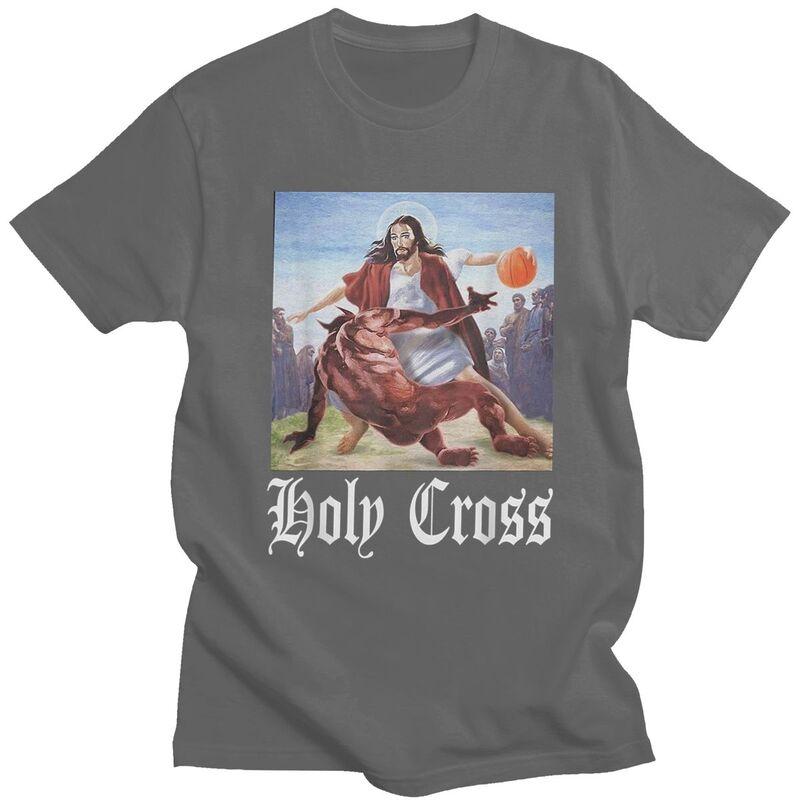 Classic Not Today Satan Jesus Crossover Basketball Holy Cross T Shirt Unisex Tshirts Casual Graphic Tee Tops Slim Fit Clothes