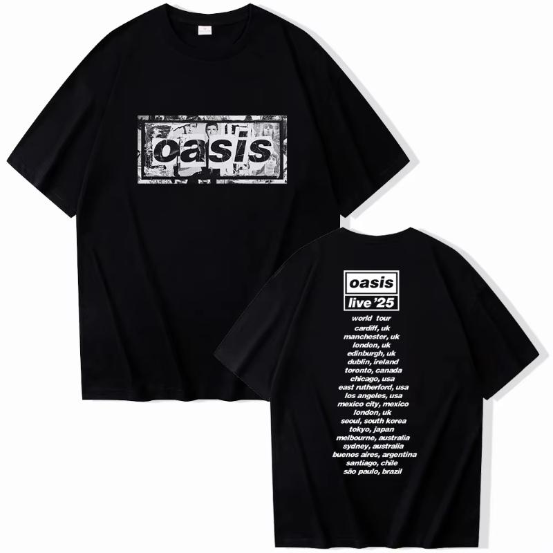 Oasis Reunion Tour 2025 Men Women Tshirt Harajuku Oneck Oasis Live 25 Tour Merch Fashion T Shirt Gift for Fans L