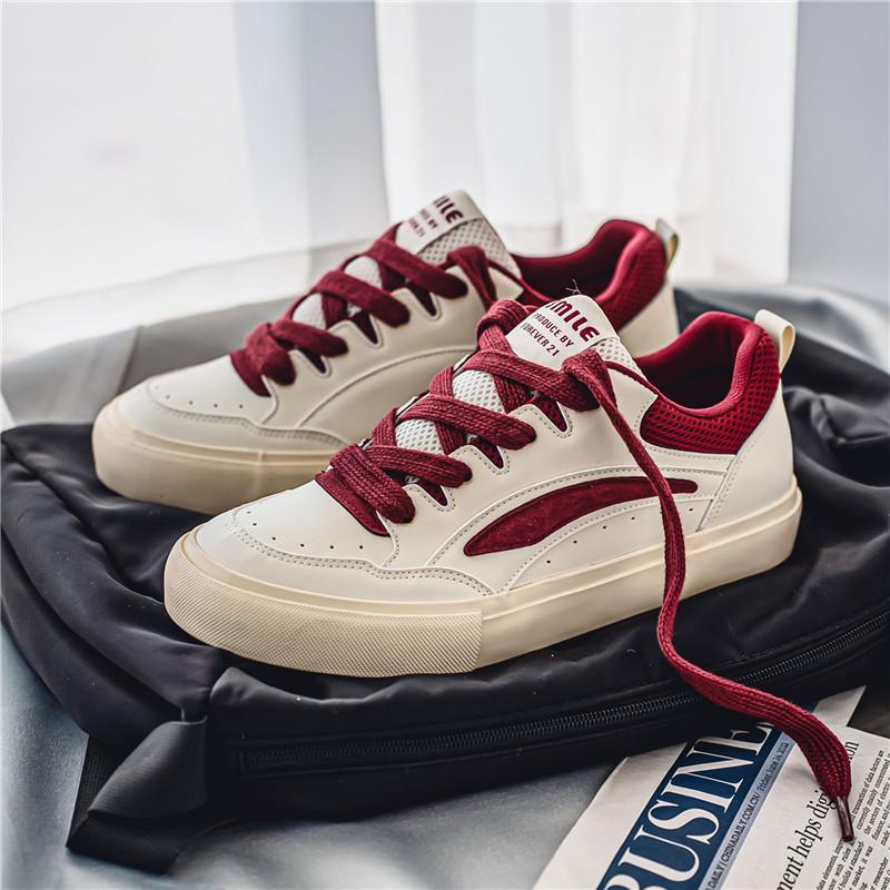 

2025 нишевая мужская обувь на каждый день весенняя новая обувь для скейтборда мужская универсальная повседневная студенческая обувь мужская трендовая обувь белая обувь 44 бордовый