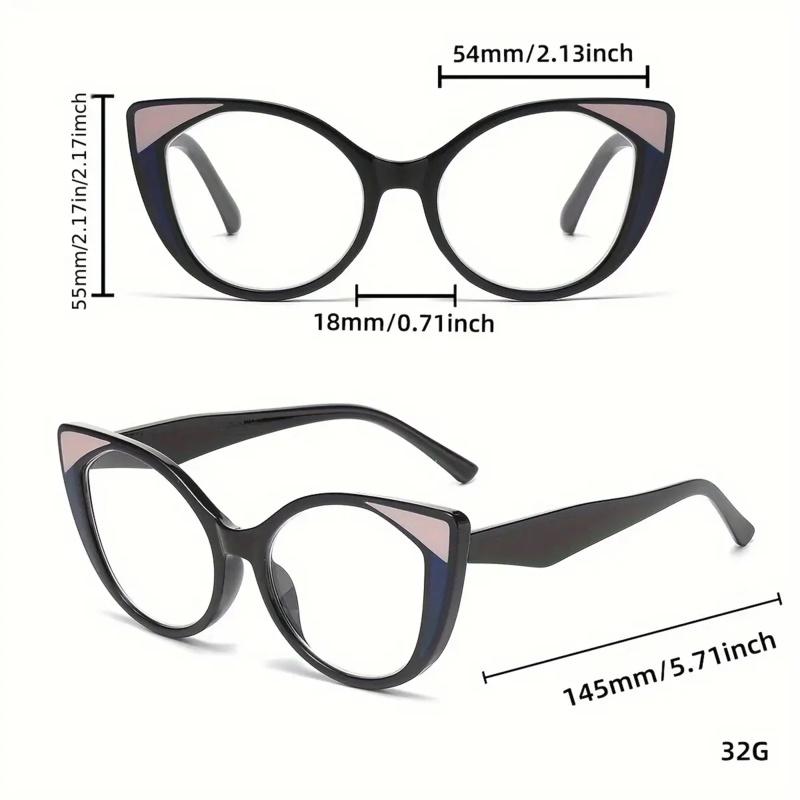 Women'S Vintage Cat Eye Reading Glasses - Clear Transparent PC Frame,Magnification, Full-Rim Design with Cleaning Cloth