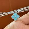 V Gold High Version Four-leaf Clover Necklace with Diamond Natural Fritillary Agate Pendant Classic Lucky Grass Collarbone Chain
