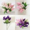Beautiful 5 Heads Artificial Hyacinth Fake Silk Flowers Bouquet For Wedding And Home Decor
