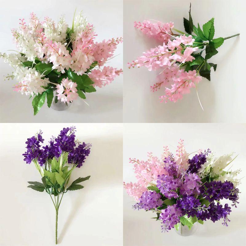Beautiful 5 Heads Artificial Hyacinth Fake Silk Flowers Bouquet For Wedding And Home Decor