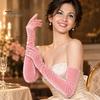 Masquerade Costume Gloves 1 Pair Velvet Opera Gloves, 1920s Long Elbow Length Sophisticated Evening Wear Accessories for Women, Stretch Wedding Party