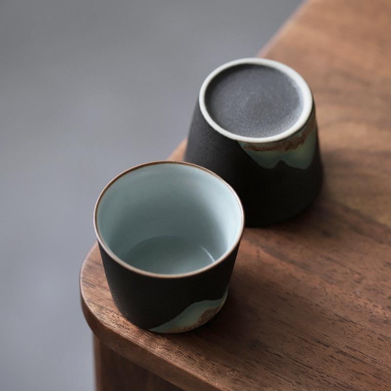 Håndtegnet fjellform tekkopp Retro keramisk tekopp Kung Fu tesett Kaffekopp Liten vannkopp Porselen teservise