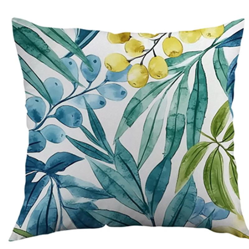 Plant Leaf Letter Cushion Cover Short Plush Printed Pattern Pillow Cover Home Decoration Sofa Decorative Cushion Cover