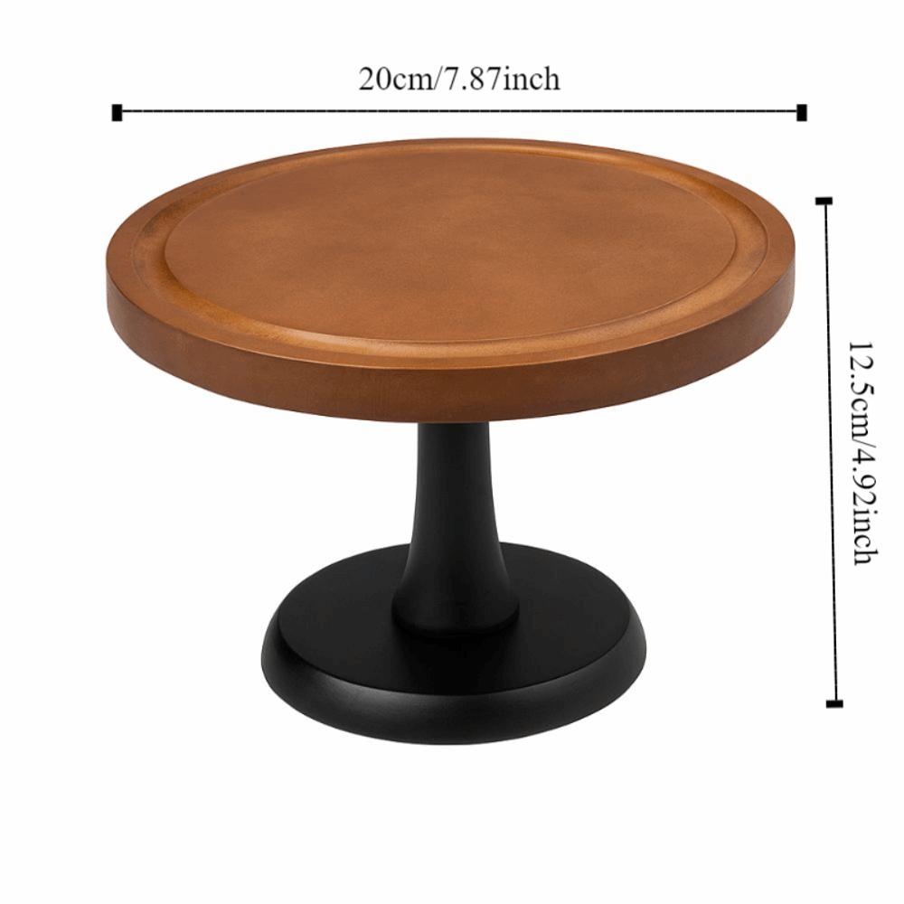 Circular Shape Wooden Cake Stand 8 Inch Fruit Snacks Storage Tray  Kitchen