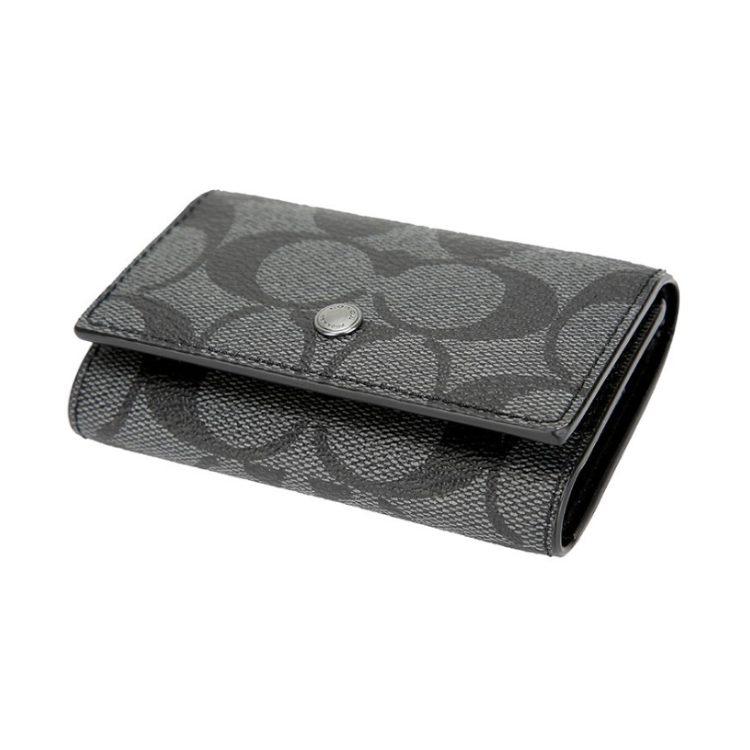 COACH Key Case PVC Key Pouch Women's Black 78675-QBO4G