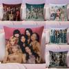HHana Girlgroup Kissenbezug Natürlicher Leinen Kissenbezug Doppelseitiger Druck Dekorative Sofakissenhülle Heimdeko Geschenk