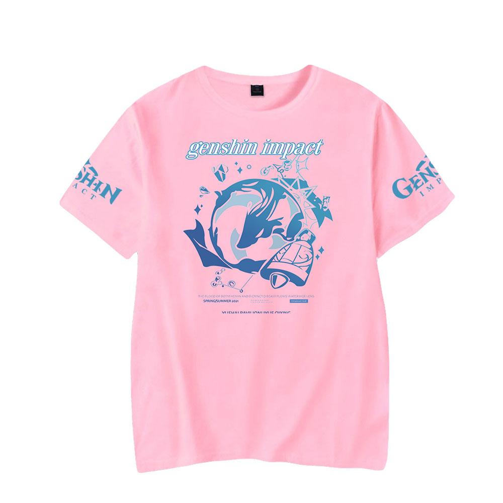 Genshin Impact Druck Damen Herren T-Shirt Lässig Atmungsaktiv T-Shirts Lustig Genshin Impact Locker T-Shirts Hemden Straße Übergroße T-Shirts Mann