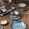 Hand-Painted Magnolia Kiln-Glazed Ceramic Octagonal Fish Plate
