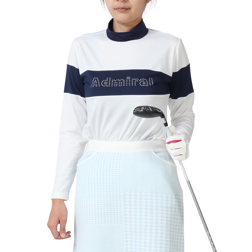 

Admiral Golf ADLA459 Classic Fleece Lined Metal Logo Long Sleeve Mock White Women s Shirt, белый