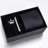 Gift Box Men'S Tie Four-Piece Set, Can Add Formal Business 8Cm Striped Black Wedding Groom