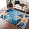 Blue Starfish Floor Mat Cozy Flannel Soft Thick Non-Slip Mat For Living Room Bedroom Kitchen Decor Rugs