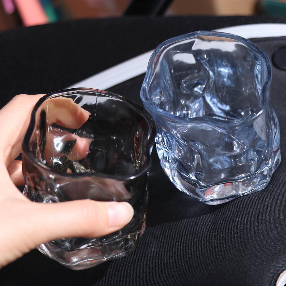 6Pcs Comfortable Grip Irregular Cup 200ML Cocktail Drinking Glasses Creative Whisky Glass Cup  Bar