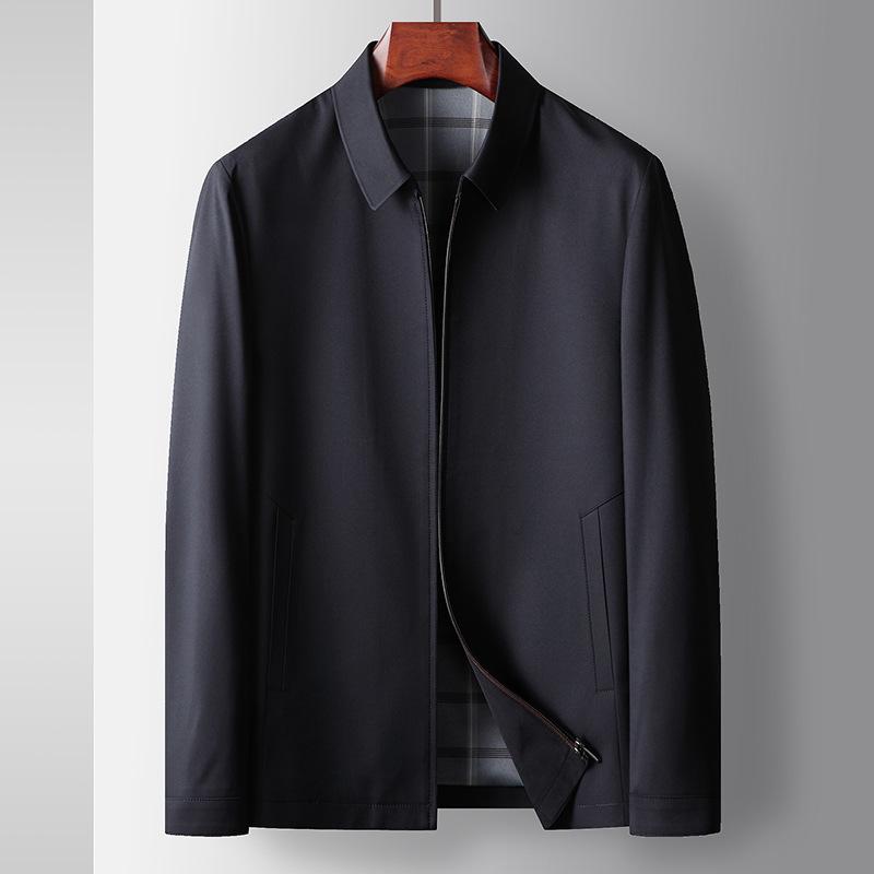 Spring and Autumn Lapel Mulberry Silk Administrative Jacket Middle-aged and Young Business Civil Servant Casual Jacket