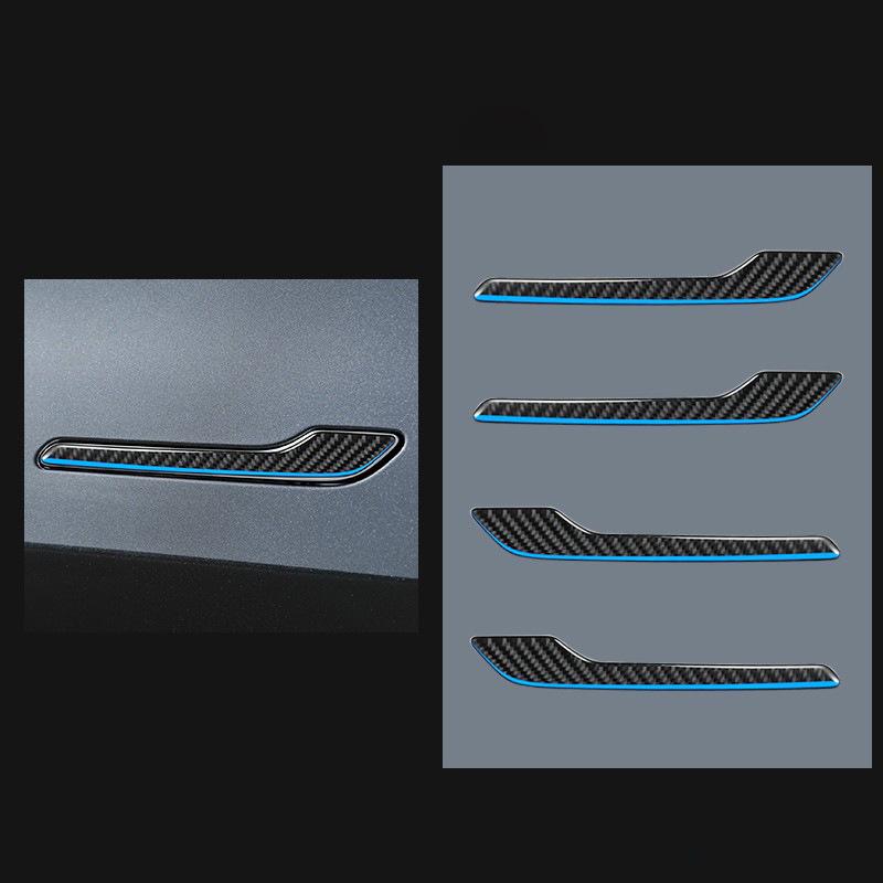 Schwarze Carbonfaser Außen Türgriff Aufkleber für Tesla Model 3/Y (2017-2022)