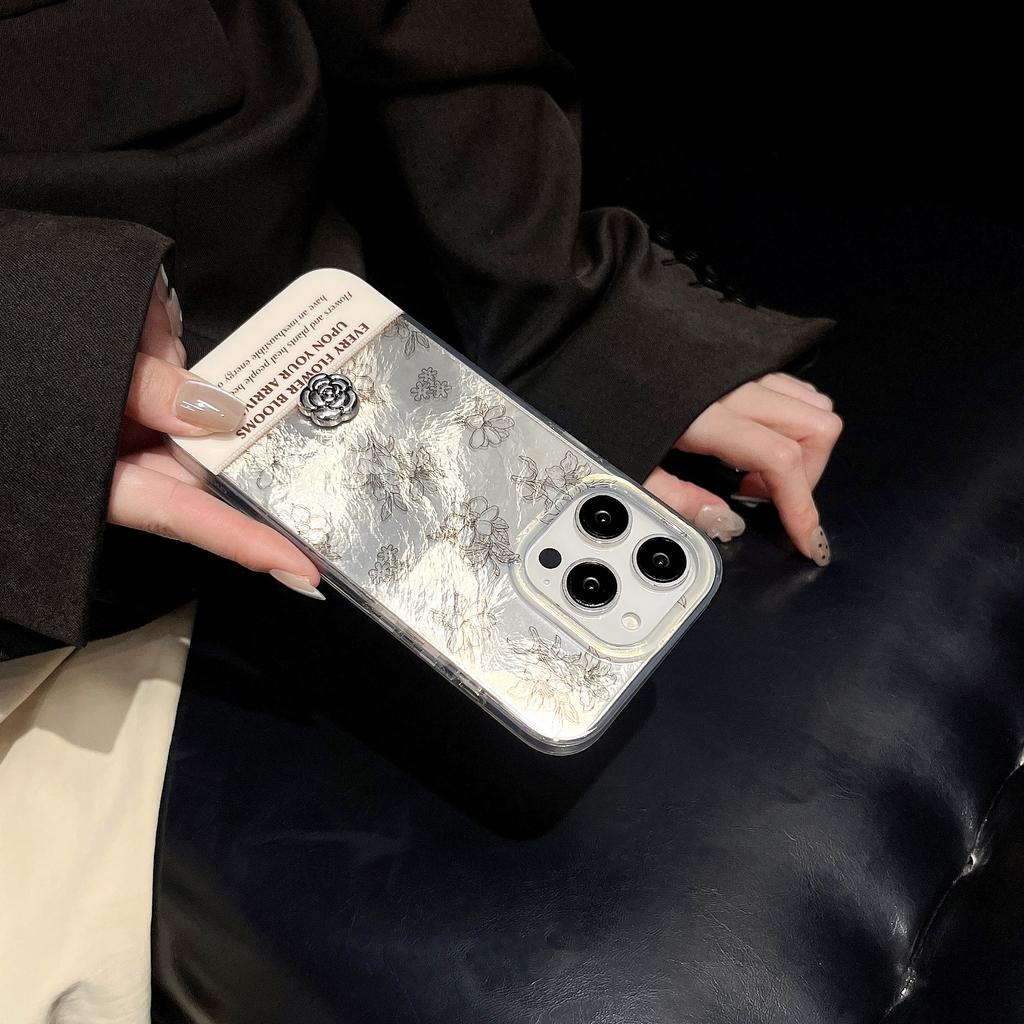 Retro style Camellia Is Suitable for IPhone16promax Phone Cases. It Features Double Layer IMD Flowers and Is Shockproof for IPhone 15