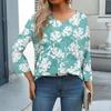 Women's Casual Fashion Sexy Comfortable V-Neck Floral Seven Sleeve Top