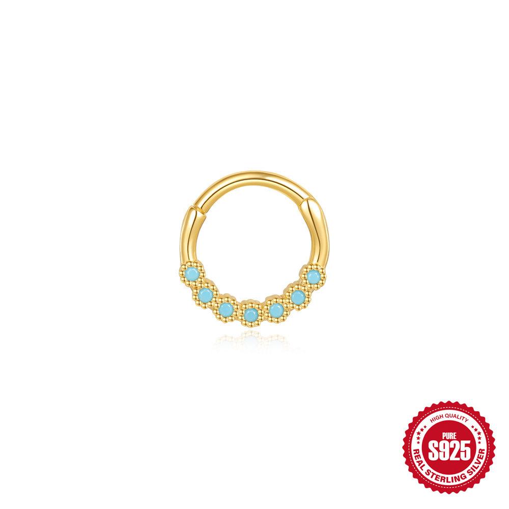 Wind S925 Sterling Silver Star Diamond Temperament Cartilage Piercing Earrings Ear Buckle Nose Ring Dual Use