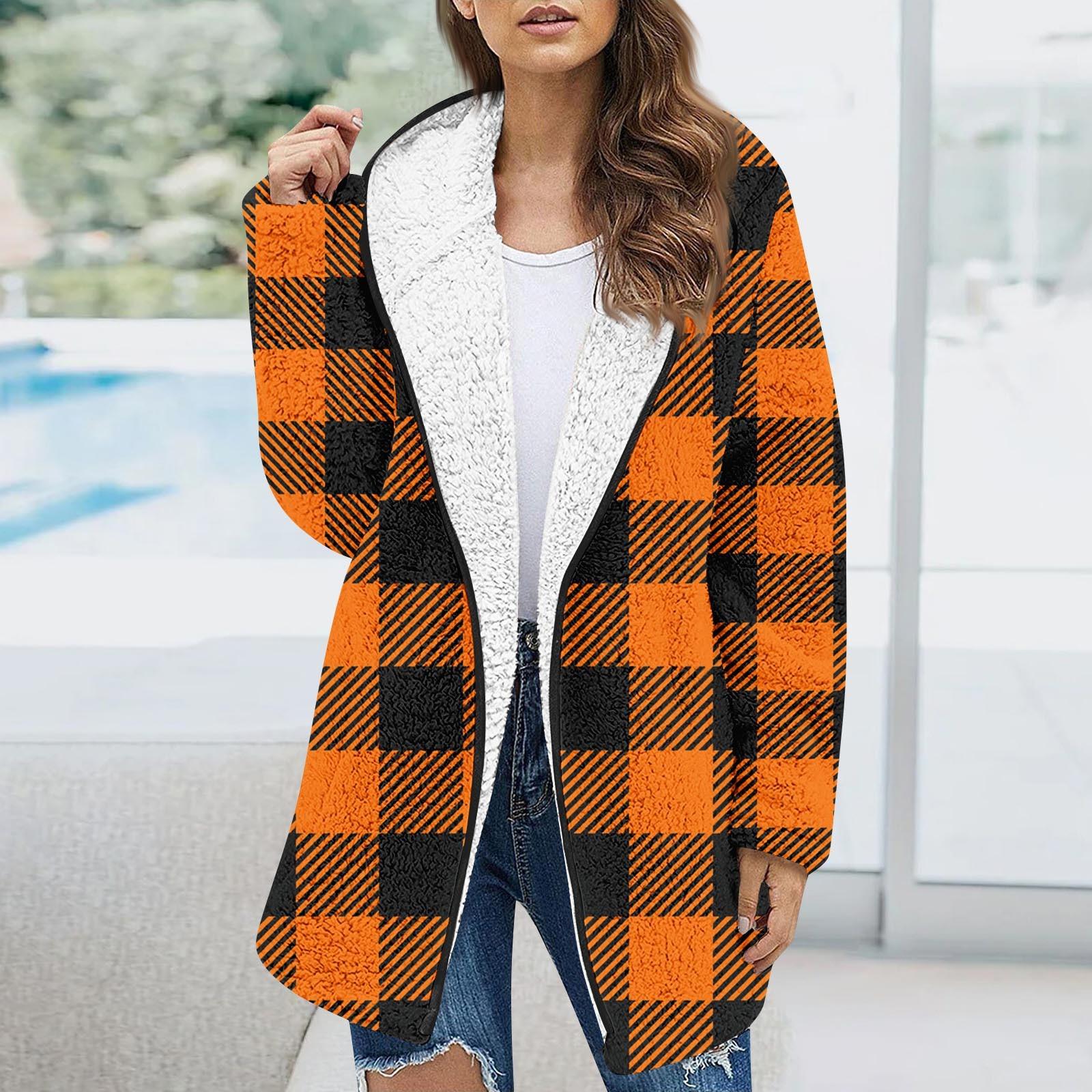 

Женская модаЗимняя плюшевая клетчатая куртка с длинным рукавом XXL шафрановый