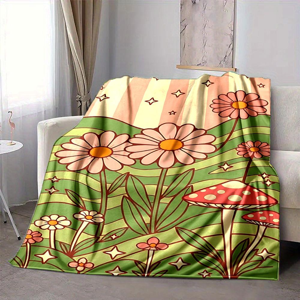 1pc Flower Fantasy Lightweight Flannel Blanket, Comfortable and Warm Blanket, for Office and Camping Sofa Bed, Livingroom166
