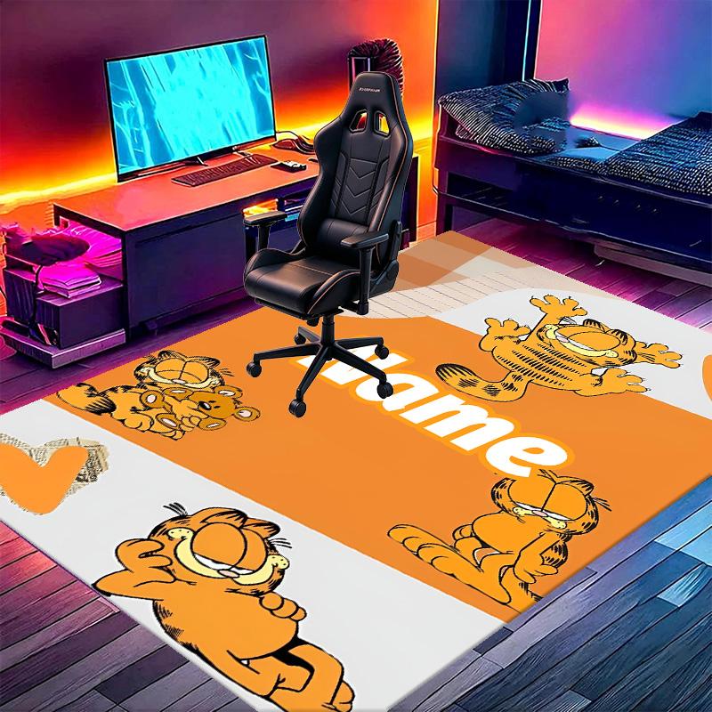 Custom Name Personalized Garfield Print Carpet, Versatile Home Decor Rug, for Playroom, Apartment, Balcony, Entryway, Hallway Gift