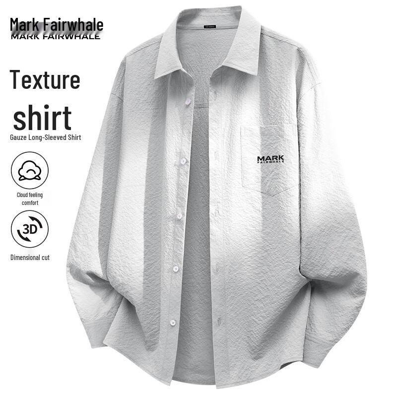 Mark Fairwhale Men's Three-Proof Casual Long Sleeve Shirt