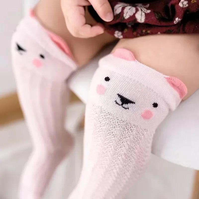 Boys Socks Summer New Born Mesh Cotton Sock Newborn Cute Cartoon Cat Pattern  Anti Mosquito Long Stocking Baby Girl Accessories