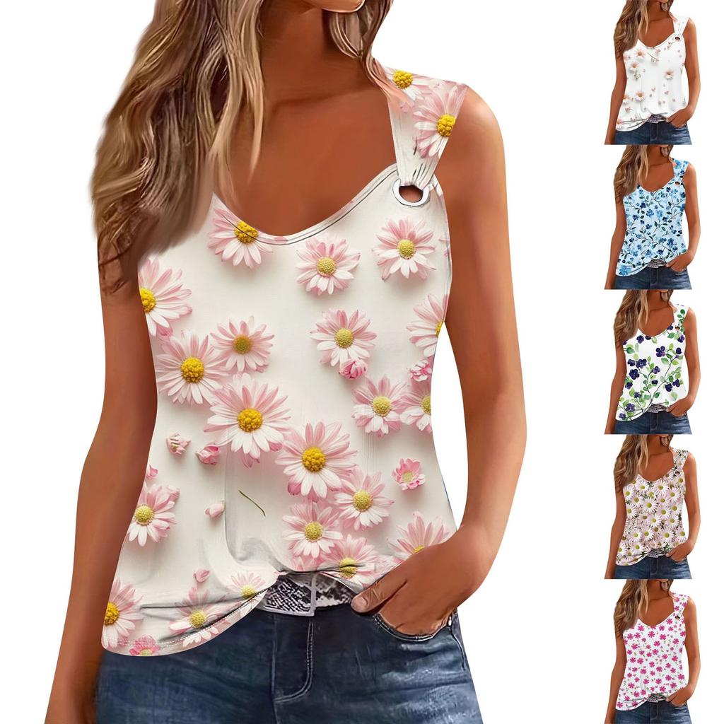 Dámské tílko Společenské košile pro volný čas Léto Volný střih Košilka Roztomilé trendy oblečení Halenky bez rukávů