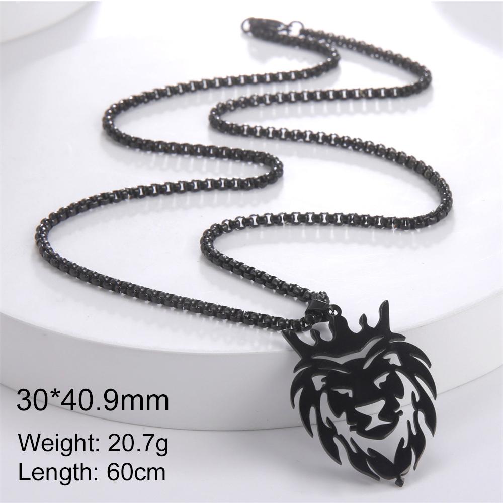 My Shape Lion King Crown Pendent Necklaces for Men Boys Stainless Steel Punk Animal Wolf Charms Choker Chains Hip Hop Jewelry