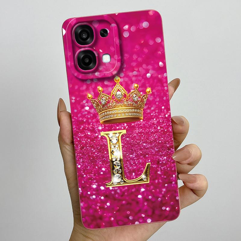 For Oppo A6 Pro 2025 Fashion Initial Letter Couple Phone Case for Oppo A6 Pro A6Pro 4G 5G Soft Silicone TPU Lens Protective Case