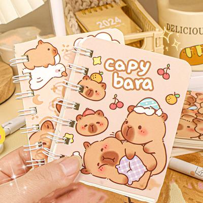 1 Adet Sevimli Kapibara A7 Bobin Yaratıcı Defter Karikatür Kırtasiye Ofis Malzemeleri Okul Günlüğü Mini Not Defteri Kitap