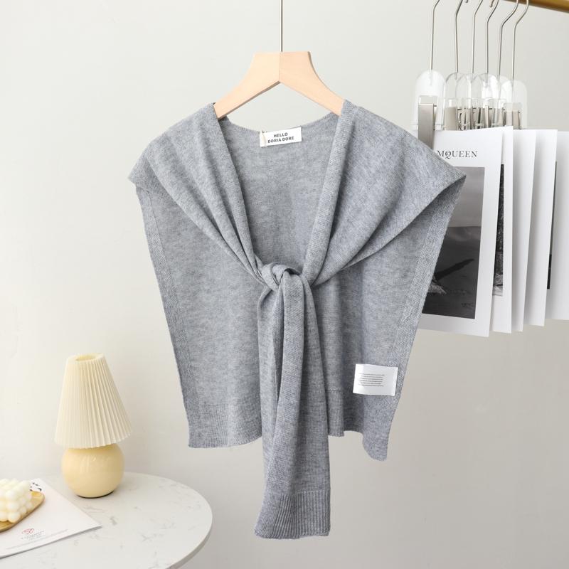 Korean Summer Air Conditioning Fake Collar Neck Guard Scarf Female Knit Thin Autumn Knotted Cape Sunscreen Shawl For Women