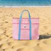 Mesh Beach Tote Lightweight Seaside Breathable for Swimming Pool, Travel Blue