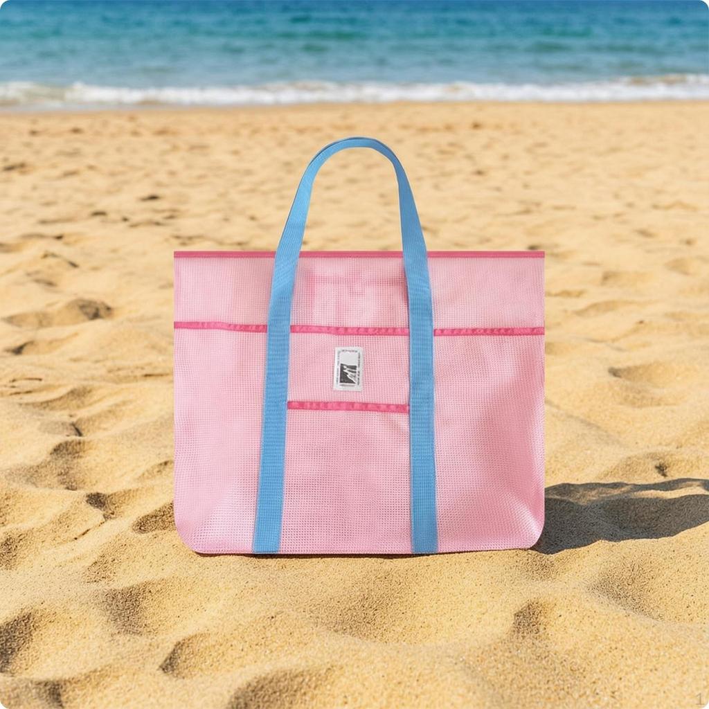 Mesh Beach Tote Lightweight Seaside Breathable for Swimming Pool, Travel Blue