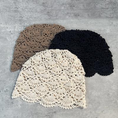 Francouzská ručně háčkovaná klobouková čepice Dětská jaro a léto Dutá zahraniční stylová pletená čepice Pullover Niche Literární Baotou čepice Trendy