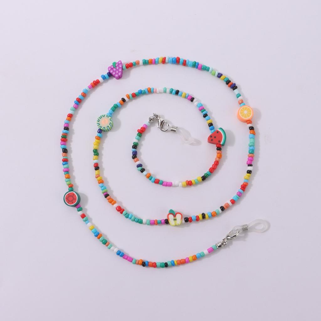 Multi-element Fruit Shape Rice Bead Glasses Chain, Fashionable and Colorful Mask, Non-slip Lanyard